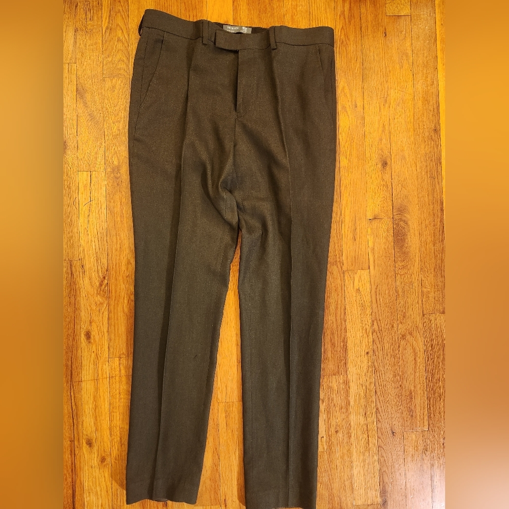 Primark Olive Green Men's Linen & Cotton Slim Cut Single Breasted Suit Size 46R - Picture 9 of 16